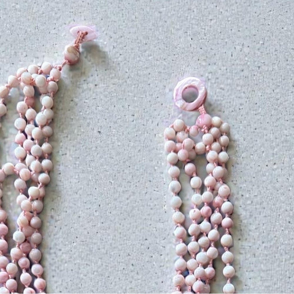 Gorgeous Vintage Pink Dyed MOP Five Strand Necklace 22” - Picture 6 of 7